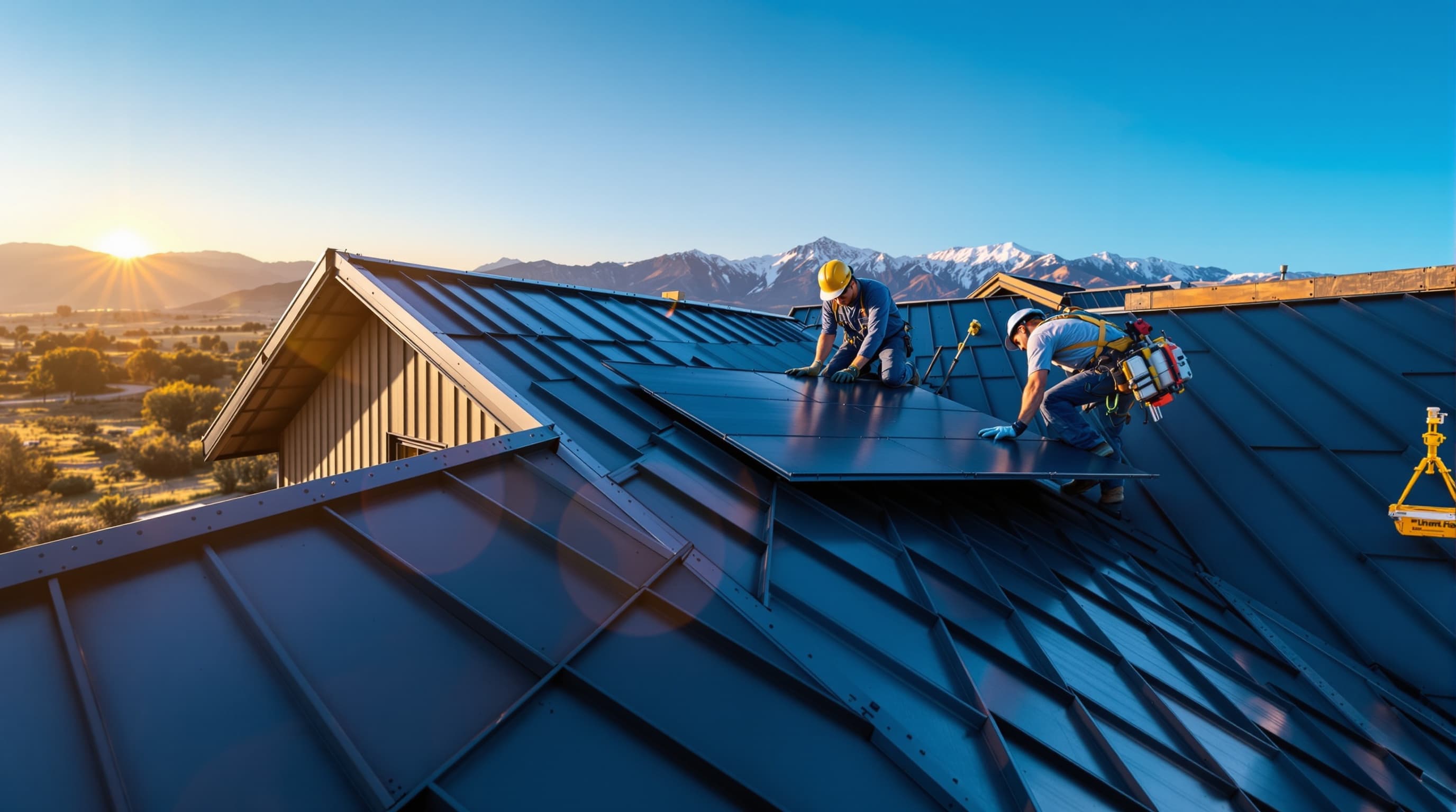 Standing seam metal roofing panels on a Utah County home